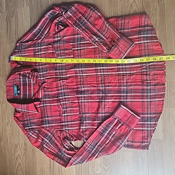 Lauren Ralph Lauren Red Plaid Button Down Cotton Blouse Epaulettes Large - Picture 6 of 10